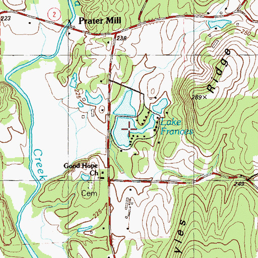 Topographic Map of Lake Frances, GA
