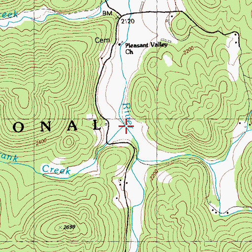 Topographic Map of Frank Creek, GA