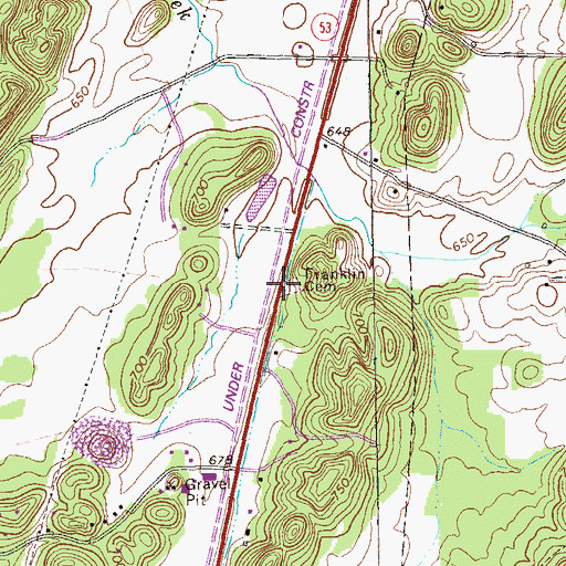 Topographic Map of Franklin Cemetery, GA