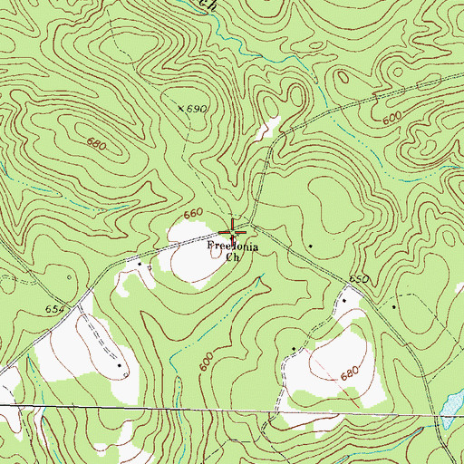 Topographic Map of Freedonia Church, GA