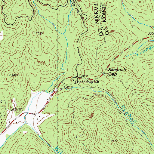 Topographic Map of Friendship Church, GA