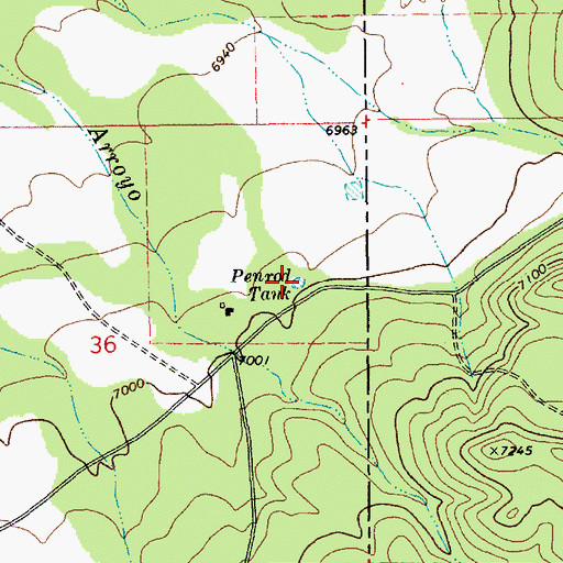 Topographic Map of Penrod Tank, AZ