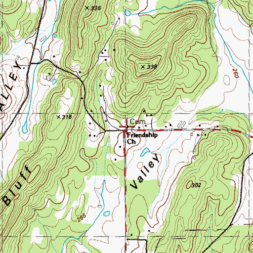 Topographic Map of Friendship Church, GA