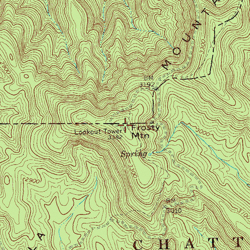 Topographic Map of Frosty Mountain, GA