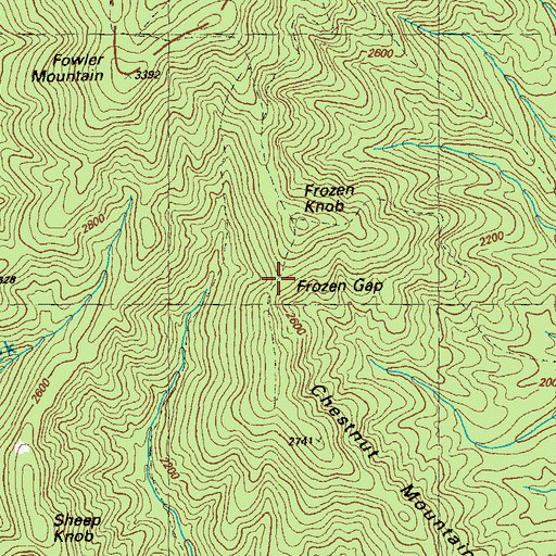Topographic Map of Frozen Gap, GA