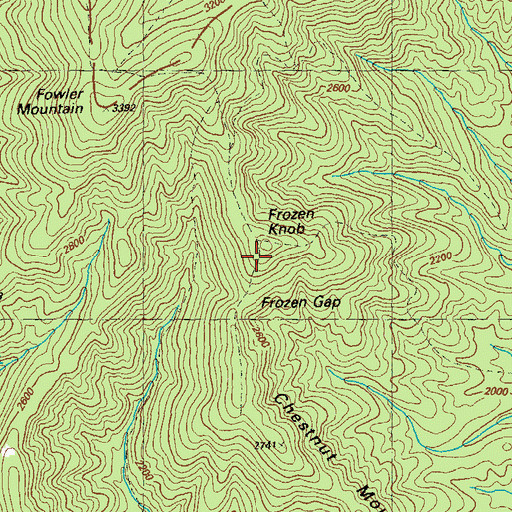 Topographic Map of Frozen Knob, GA