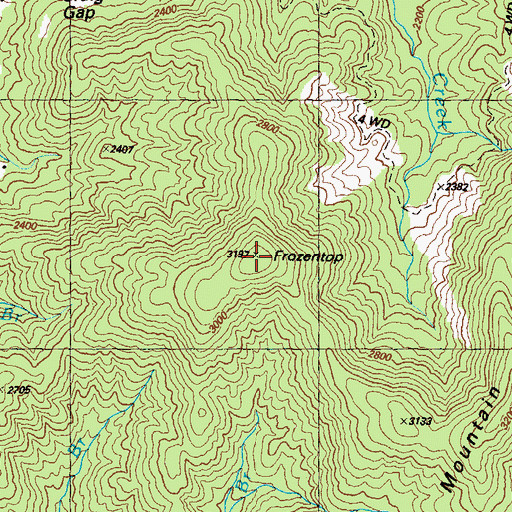 Topographic Map of Frozentop, GA