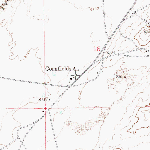 Topographic Map of Cornfields, AZ