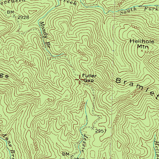 Topographic Map of Fuller Gap, GA