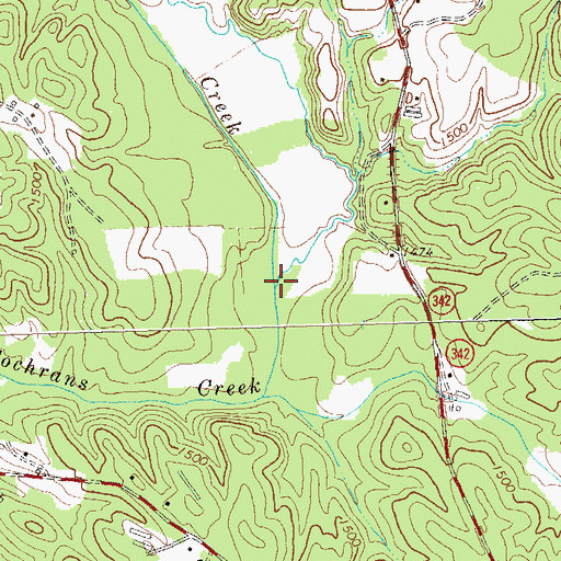 Topographic Map of Gab Creek, GA