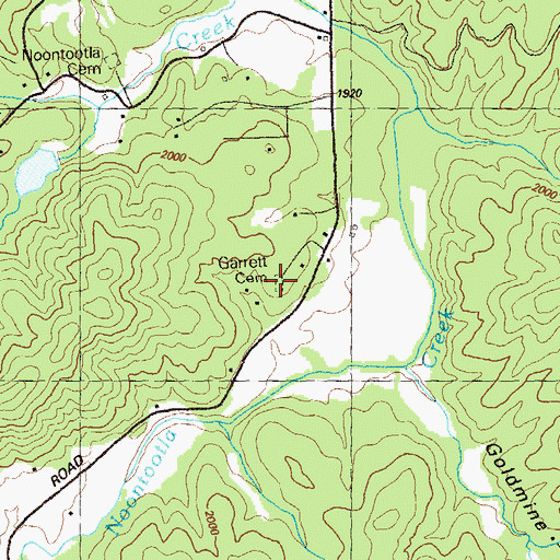 Topographic Map of Garrett Cemetery, GA