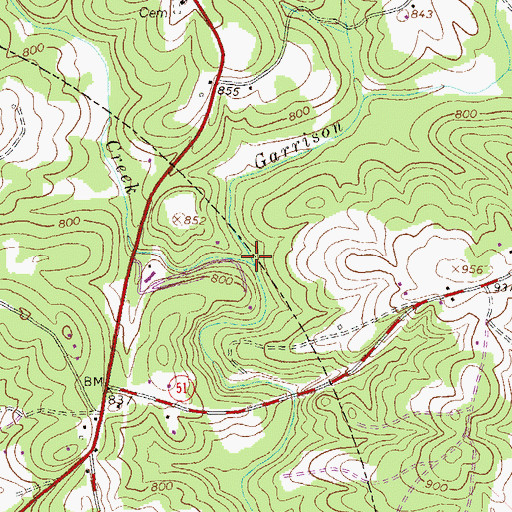 Topographic Map of Garrison Creek, GA