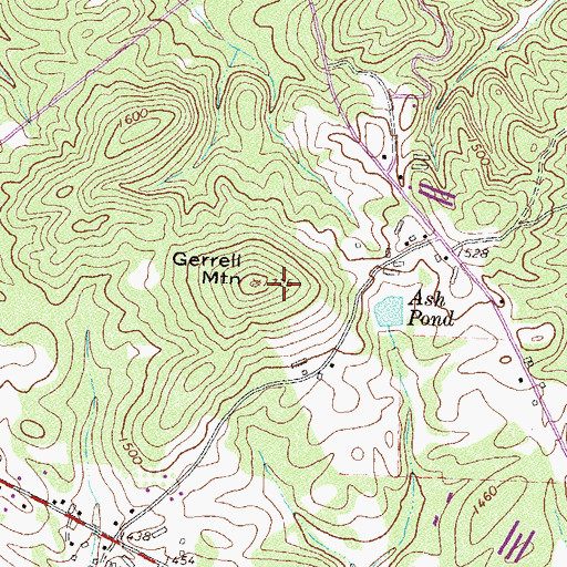 Topographic Map of Gerrell Mountain, GA