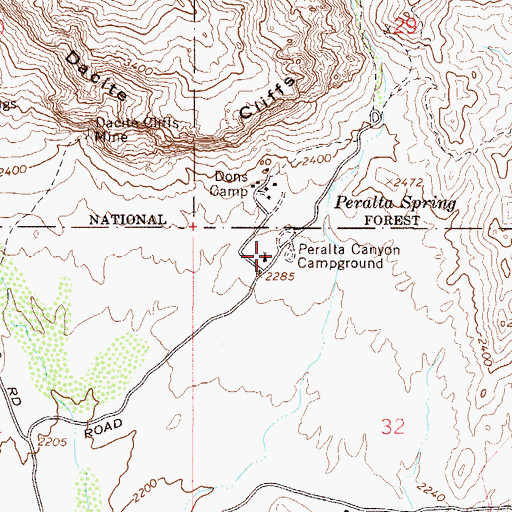 Topographic Map of Peralta Canyon Campground, AZ
