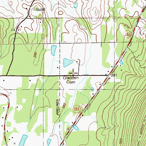 Topographic Map of Gladden Cemetery, GA