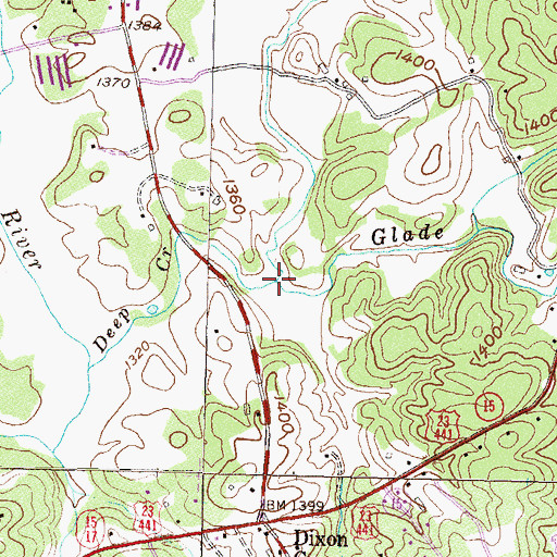Topographic Map of Glade Creek, GA