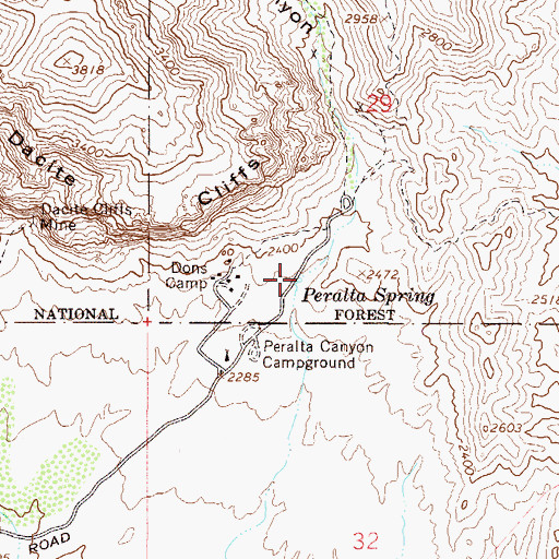 Topographic Map of Peralta Spring, AZ