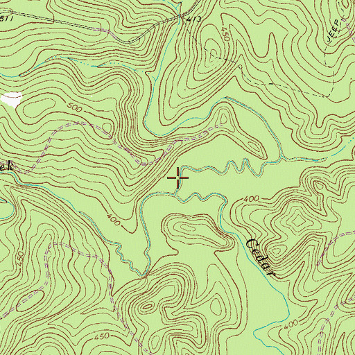 Topographic Map of Glady Creek, GA