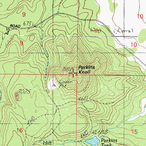 Topographic Map of Perkins Knoll, AZ