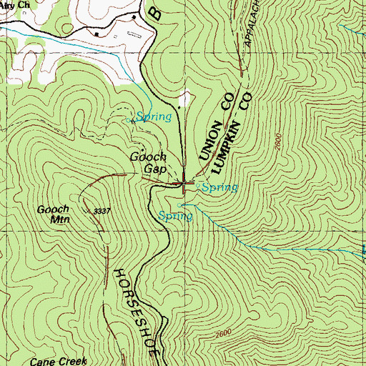 Topographic Map of Gooch Gap, GA
