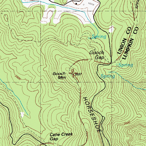 Topographic Map of Gooch Mountain, GA