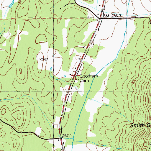 Topographic Map of Goodram Cemetery, GA