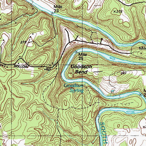 Topographic Map of Goodson Bend, GA