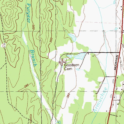 Topographic Map of Goodson Cemetery, GA