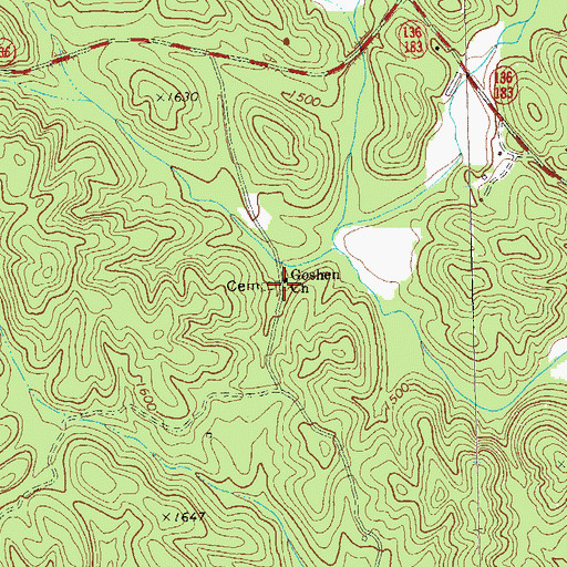 Topographic Map of Goshen Church, GA