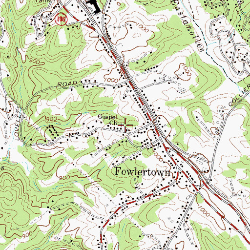Topographic Map of Gospel Church, GA