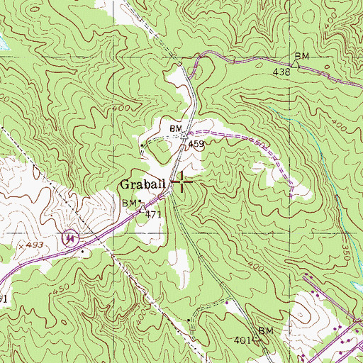 Topographic Map of Graball, GA