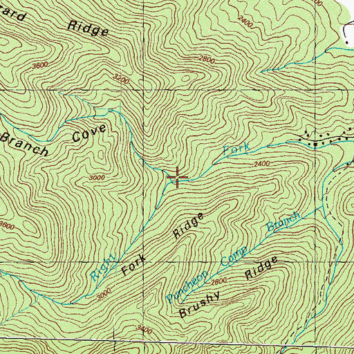 Topographic Map of Grassy Branch Cove, GA