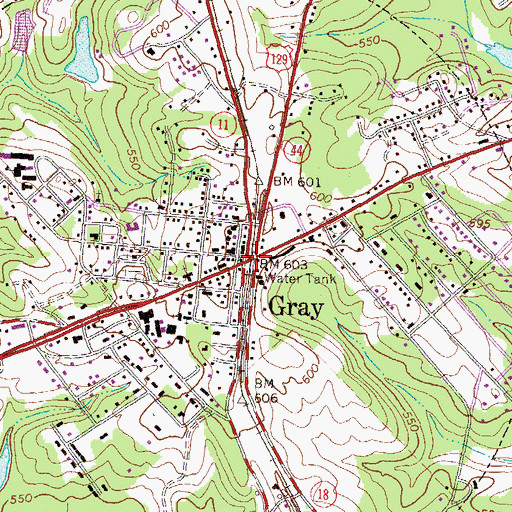 Topographic Map of Gray, GA