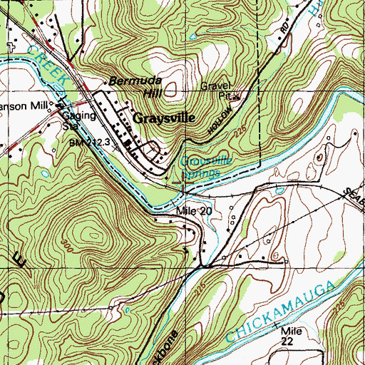 Topographic Map of Graysville Springs, GA