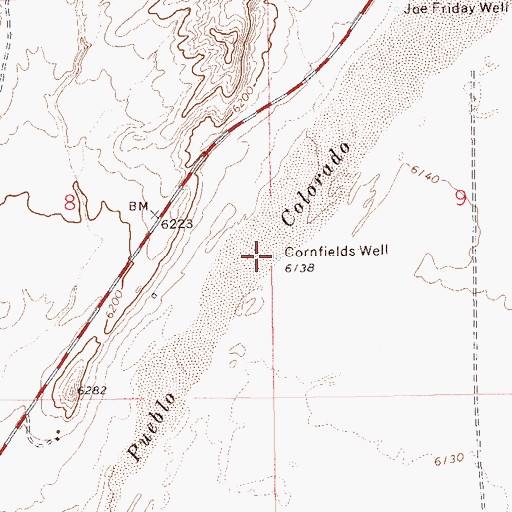 Topographic Map of Cornfields Well, AZ