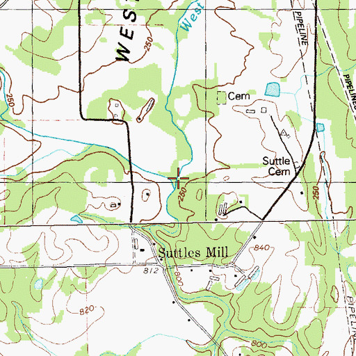 Topographic Map of Greenbush Branch, GA