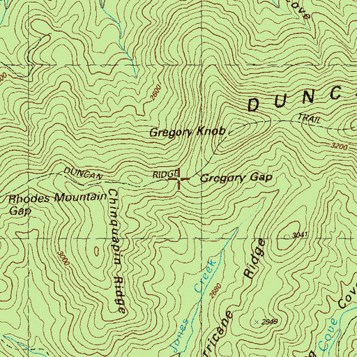 Topographic Map of Gregory Gap, GA