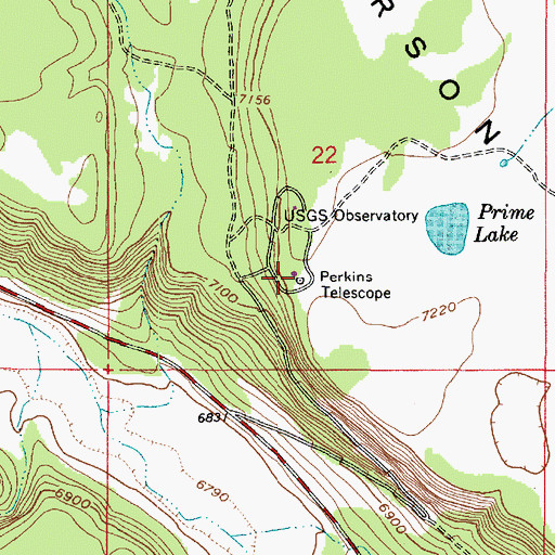 Topographic Map of Perkins Telescope, AZ