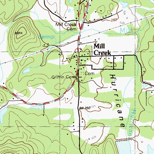Topographic Map of Griffin Cemetery, GA