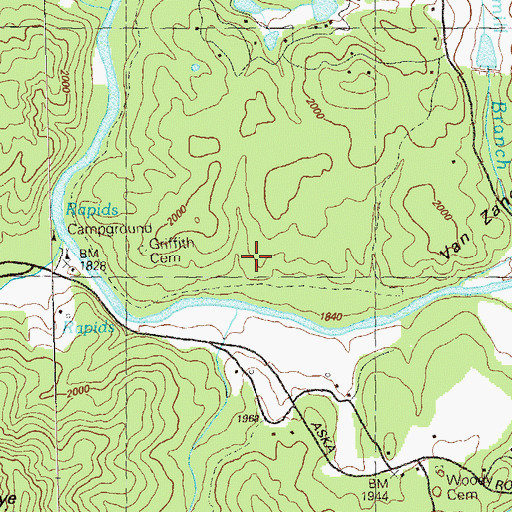 Topographic Map of Griffith Cemetery, GA