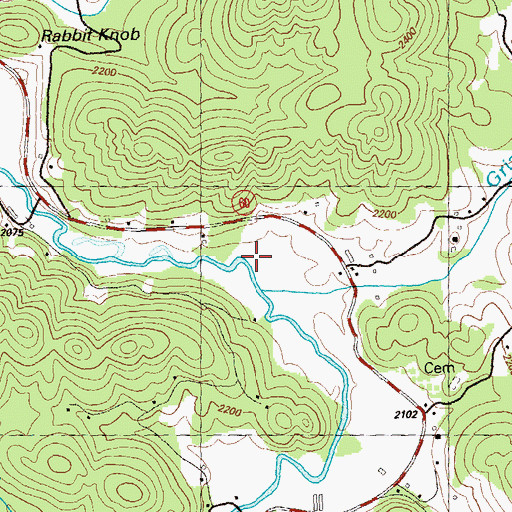 Topographic Map of Grizzle Creek, GA