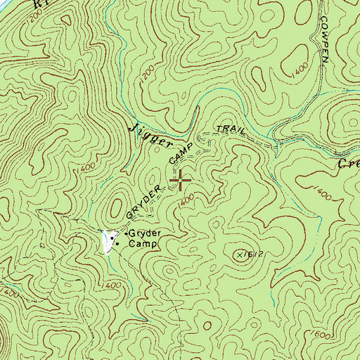 Topographic Map of Gryder Camp Trail, GA
