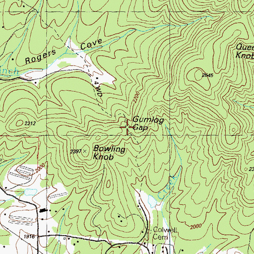 Topographic Map of Gumlog Gap, GA