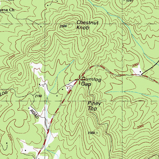 Topographic Map of Gumlog Gap, GA