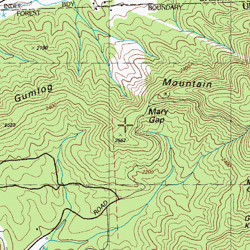 Topographic Map of Gumlog Mountain, GA