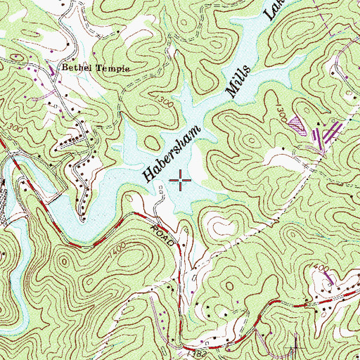 Topographic Map of Habersham Mills Lake, GA