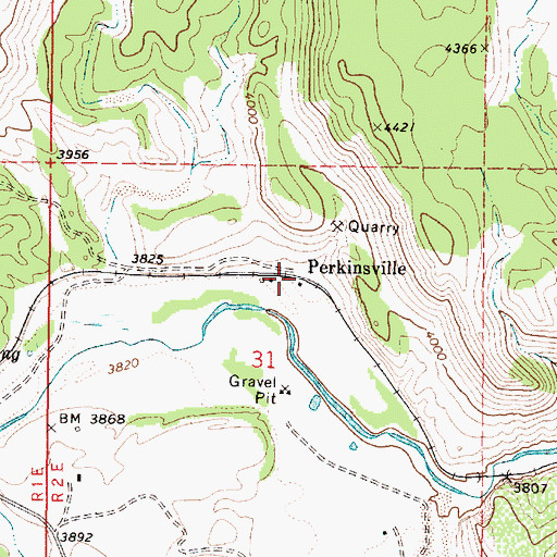 Topographic Map of Perkinsville, AZ