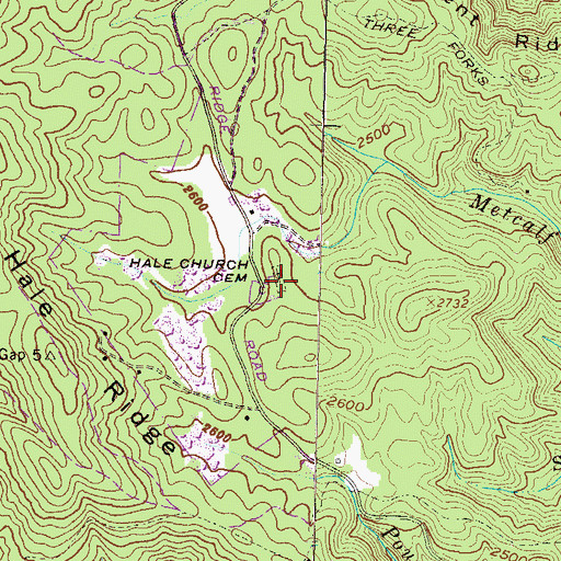 Topographic Map of Hale Church Cemetery, GA