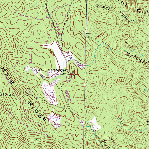 Topographic Map of Hale Church Cemetery, GA