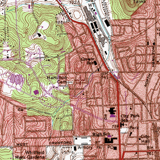 Topographic Map of Hamilton Cemetery, GA